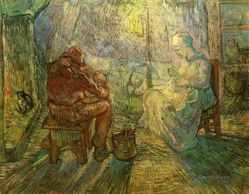  Noche Pintura - Noche La Guardia después de Millet Vincent van Gogh